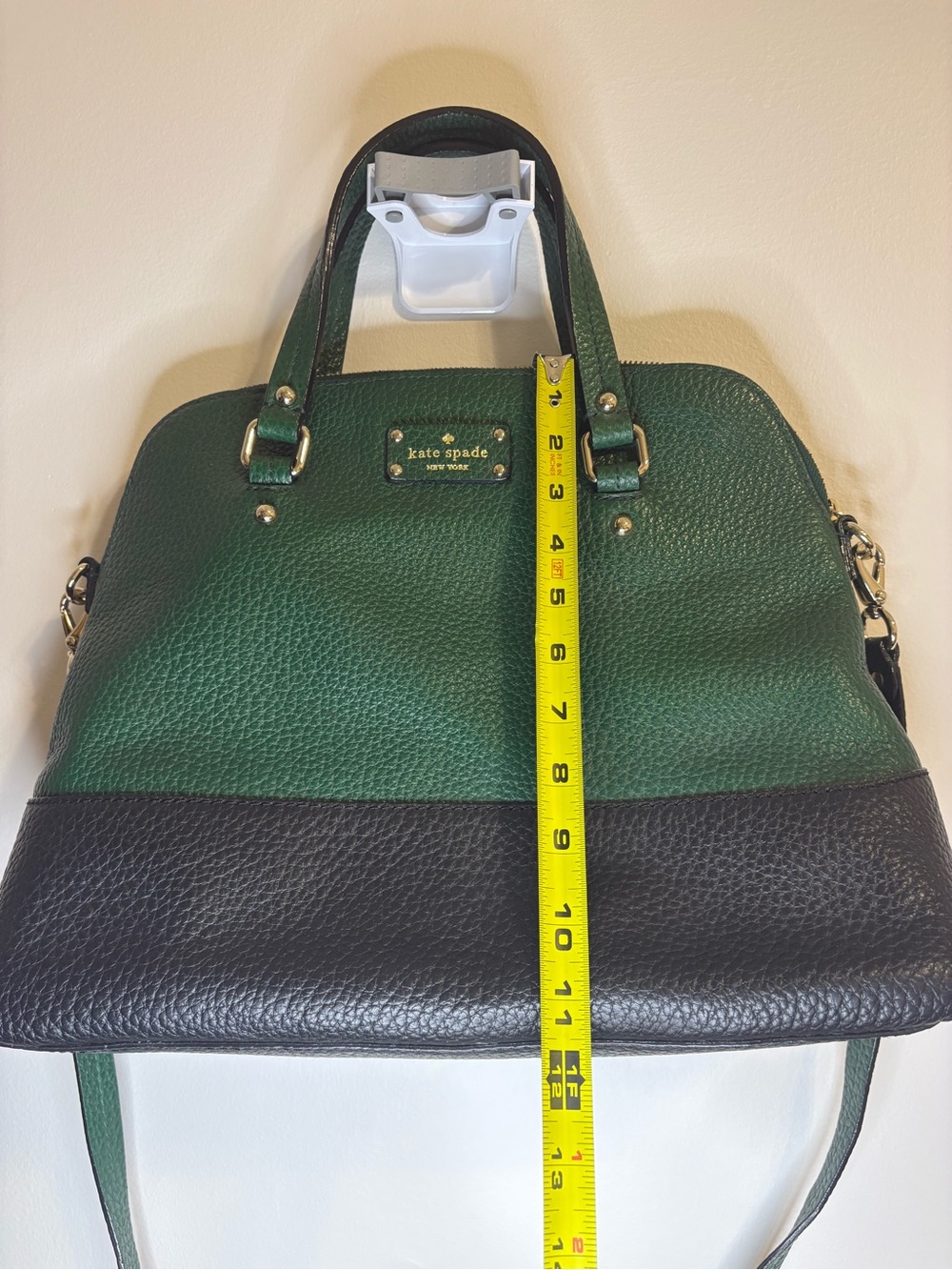 Kate spade Grove Court Satchel Green and Black Pebbled Leather Dome - Picture 8 of 9